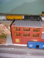 a leased Georgia 756 leads a frieght for the Smokey Valley Railroad